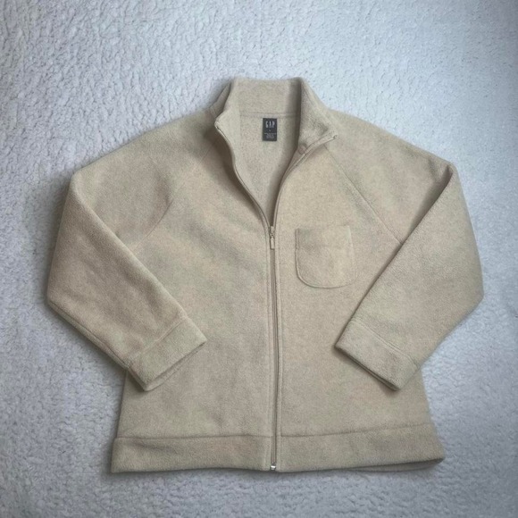 Vintage gap women's cream full zip fleece knit jacket Y2K soft L - Picture 7 of 8